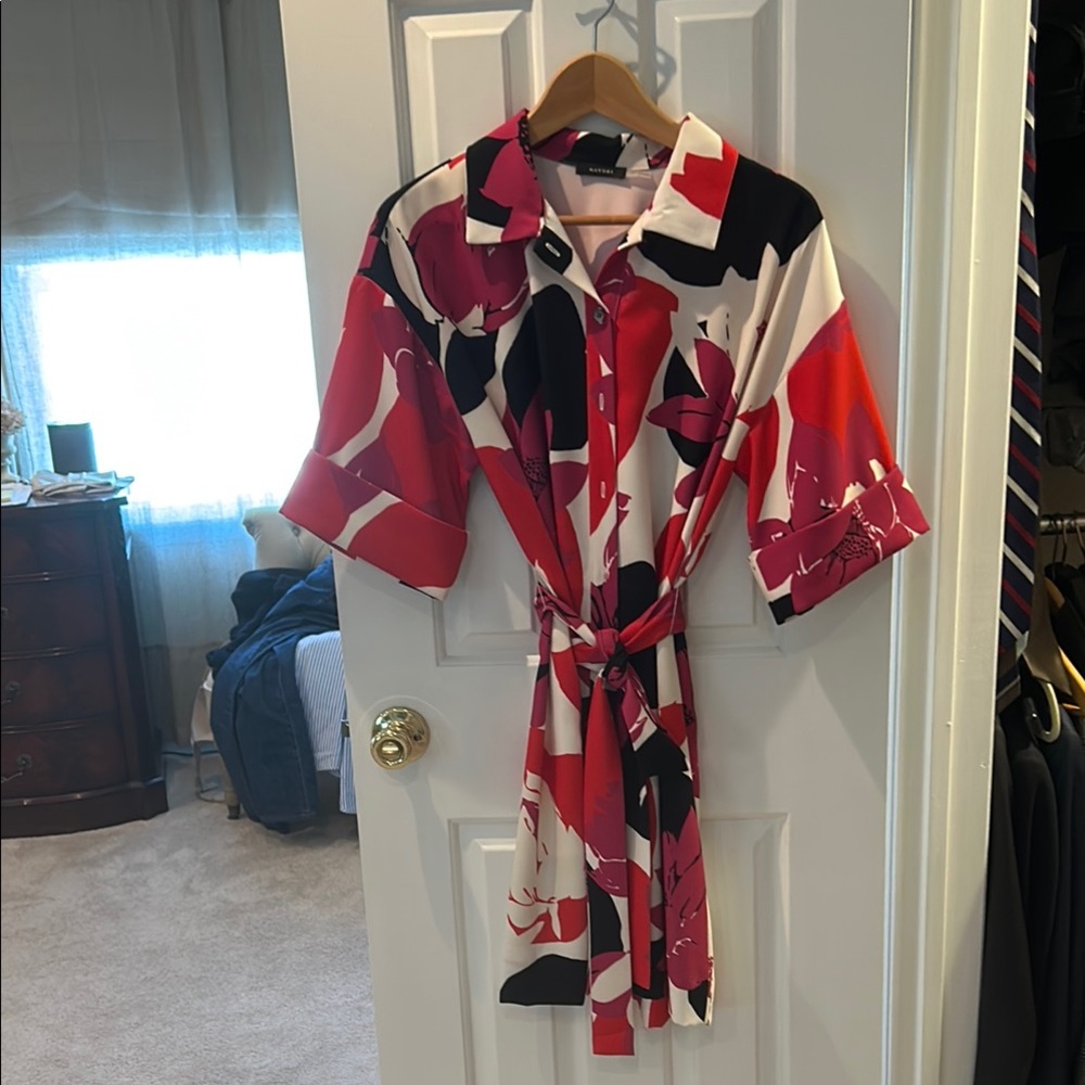 Floral Red and Black Women's Dress